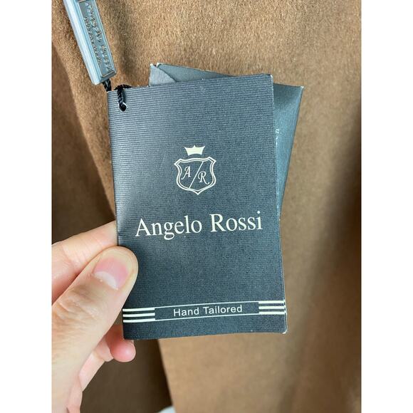 NWT Angelo Rossi Men's 44 Brown Hand Tailored Micro Tech Wool Coat - Picture 10 of 11